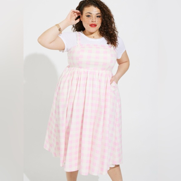 Retro Chic Pink Checkered Midi Dress - Picture 1 of 6